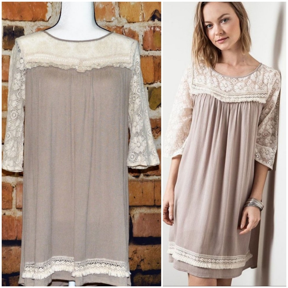 Umgee Peek of Lace Tunic Dress